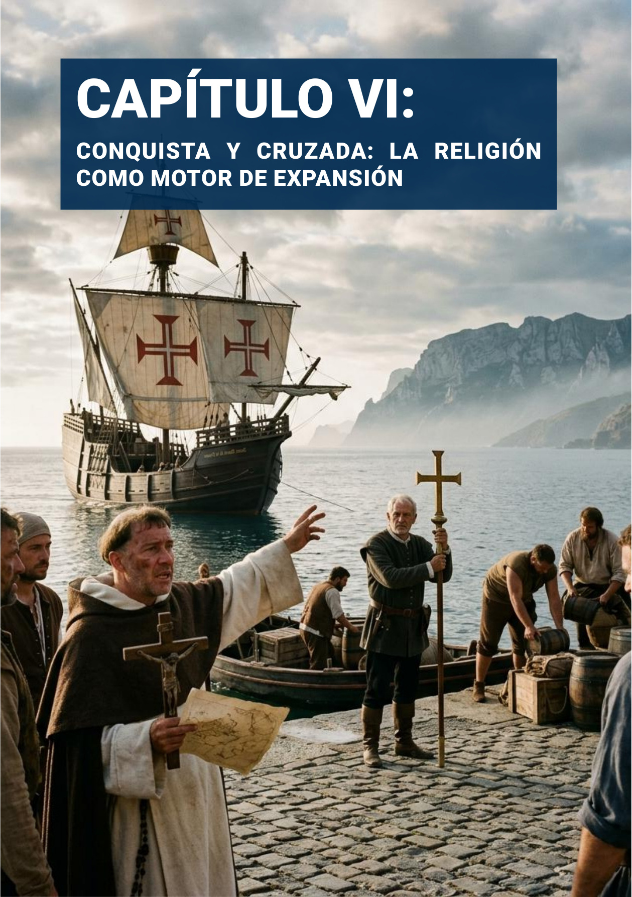 Portadilla original: CAPÍTULO VI: CONQUISTA Y CRUZADA: LA RELIGIÓN COMO MOTOR DE EXPANSIÓN