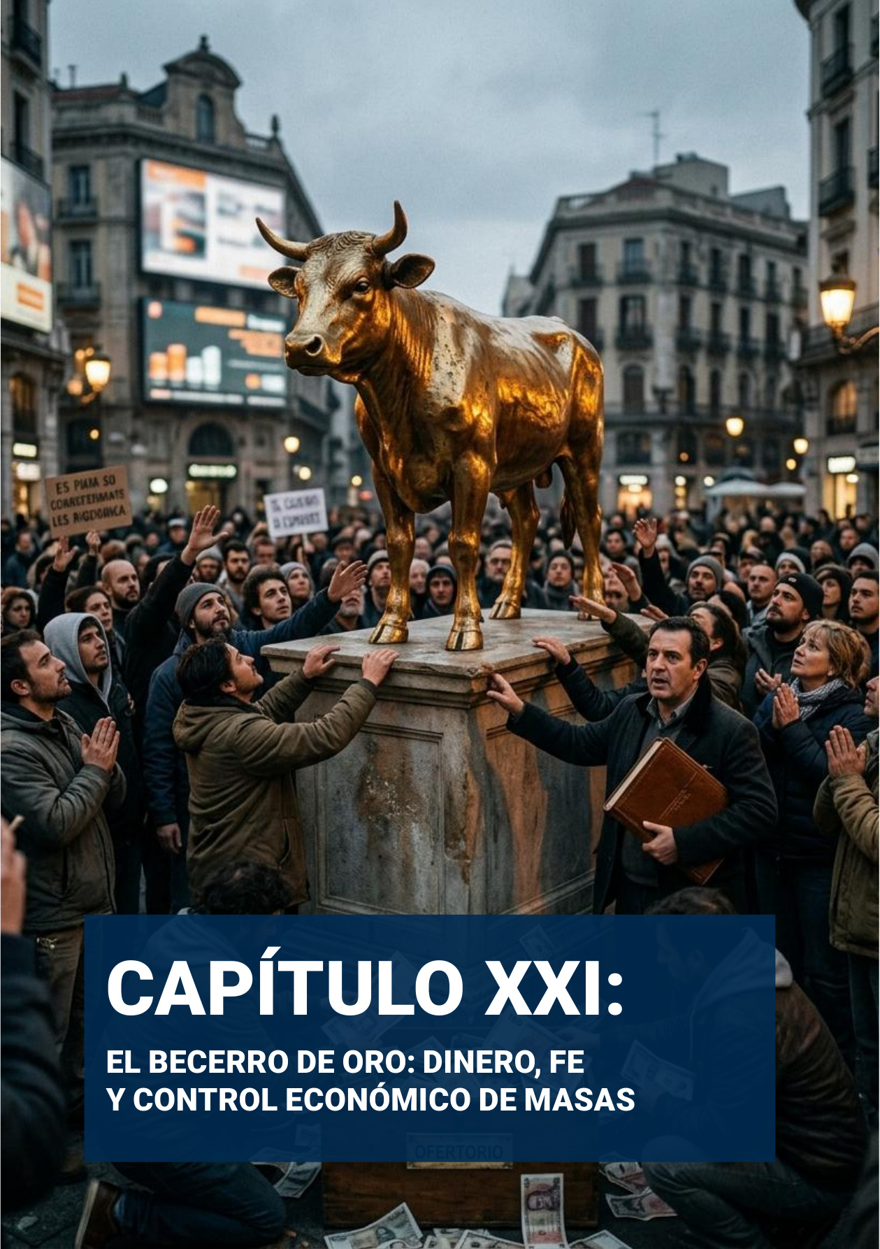 Portadilla original: CAPÍTULO XXI: EL BECERRO DE ORO: DINERO, FE Y CONTROL ECONÓMICO DE MASAS
